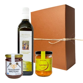 Elegancki zestaw: oliwa + miód + dżem