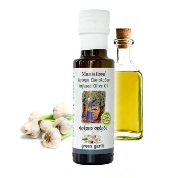 Oliwa z oliwek extra virgin z zielonym czosnkiem - 100 ml, szklana butelka